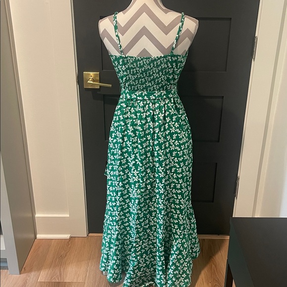 ELIZA J Green White Floral Print High Low Faux Wrap Midi - Picture 6 of 7